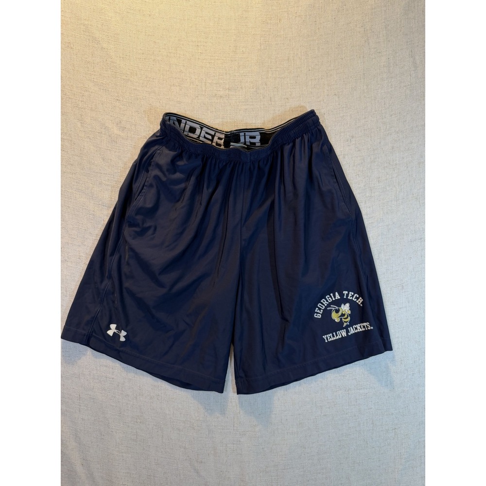 Under Armour Georgia Tech Yellow Jackets Navy Blue Athletic Shorts Mens Medium